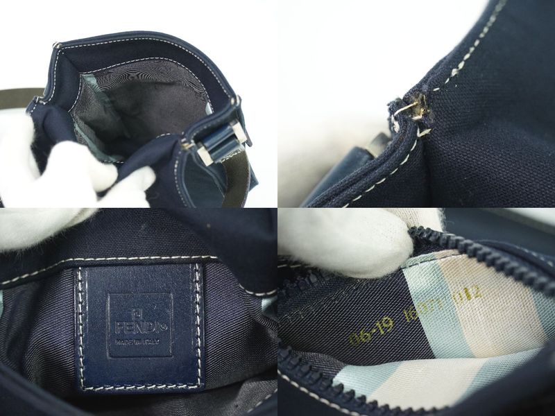 Authentic Fendi Canvas Shoulder Bag Pochette Navy 16071 Bag Pre-owned [follow-up
