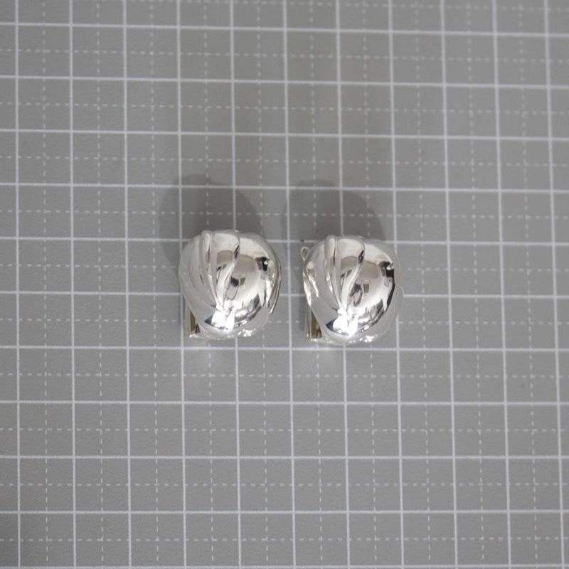 Hermes Apple Motif Earrings Silver 925 Vintage E1397