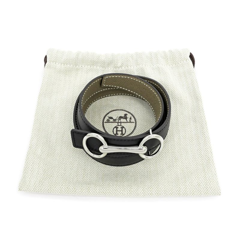 Hermes Elitage Belt 80cm (31.50in) Black Etoupe Silver-hardware B