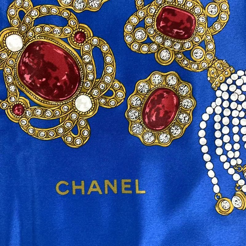 Chanel Extra Large 135x135cm (53.15in) Silk Scarf Jeweled Multicolor