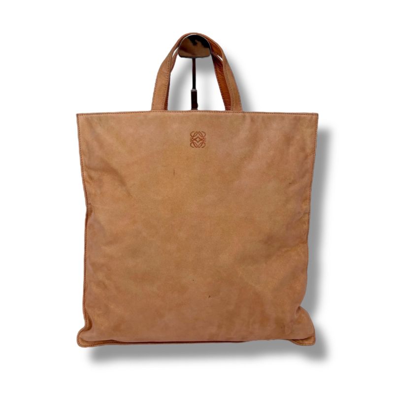 Loewe Anagram Logo Mini Tote Handbag Pink Beige Lame Metallic