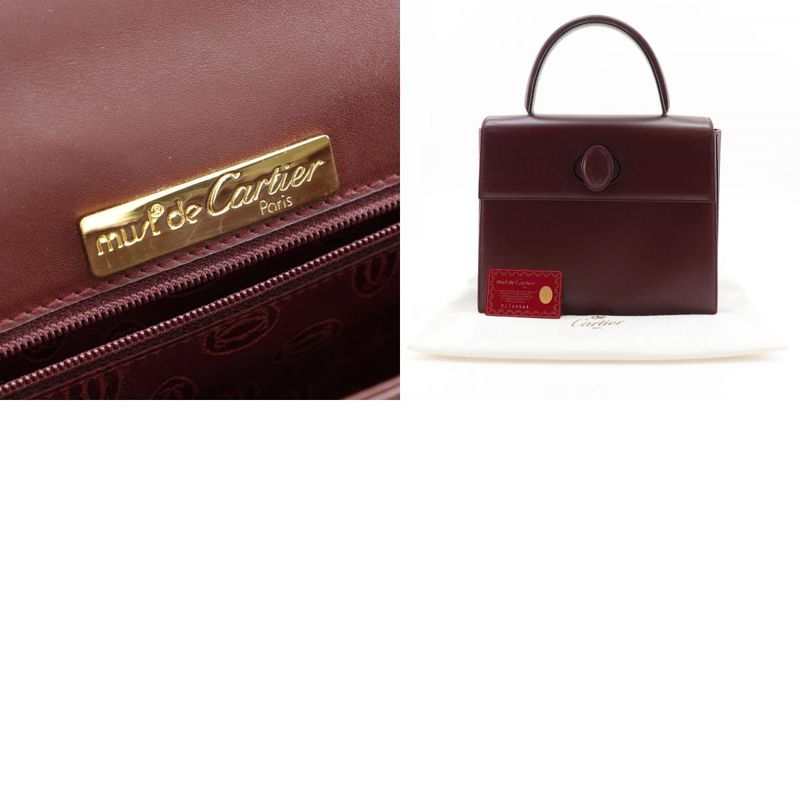 Cartier Must Line One Handle Leather Bordeaux Women's Handbag