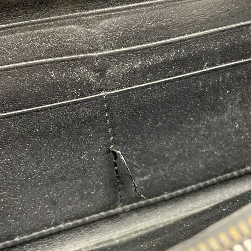 Bottega Veneta Long Zip Around Wallet 114076 Black Braided/round Zipper Leather