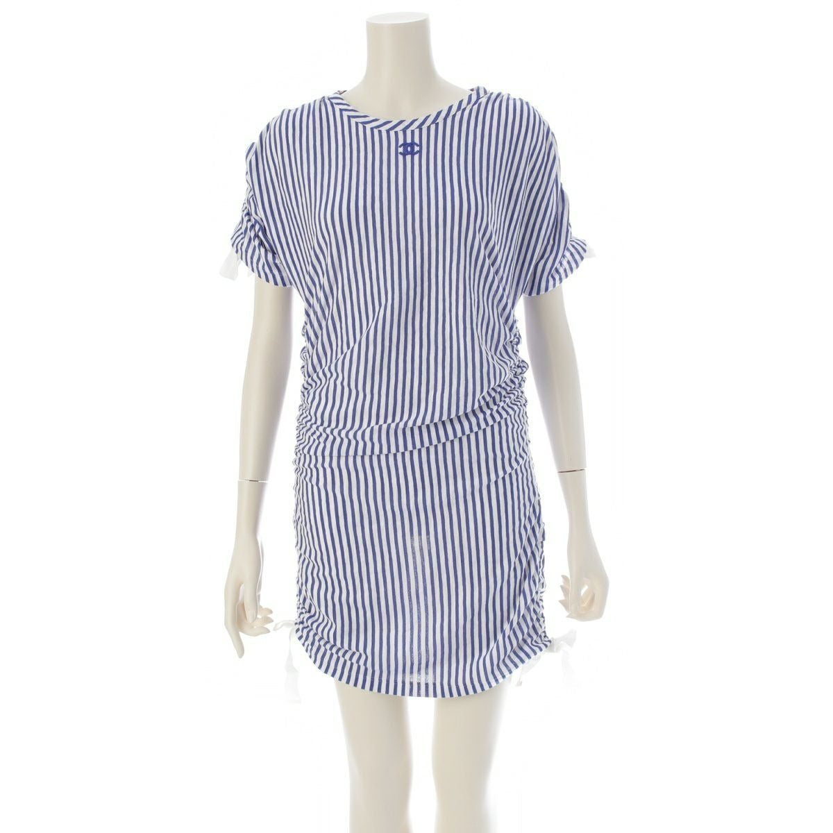 CHANEL Runway Resort La Pausa Striped Dress Blue White 2019 Cruise 36