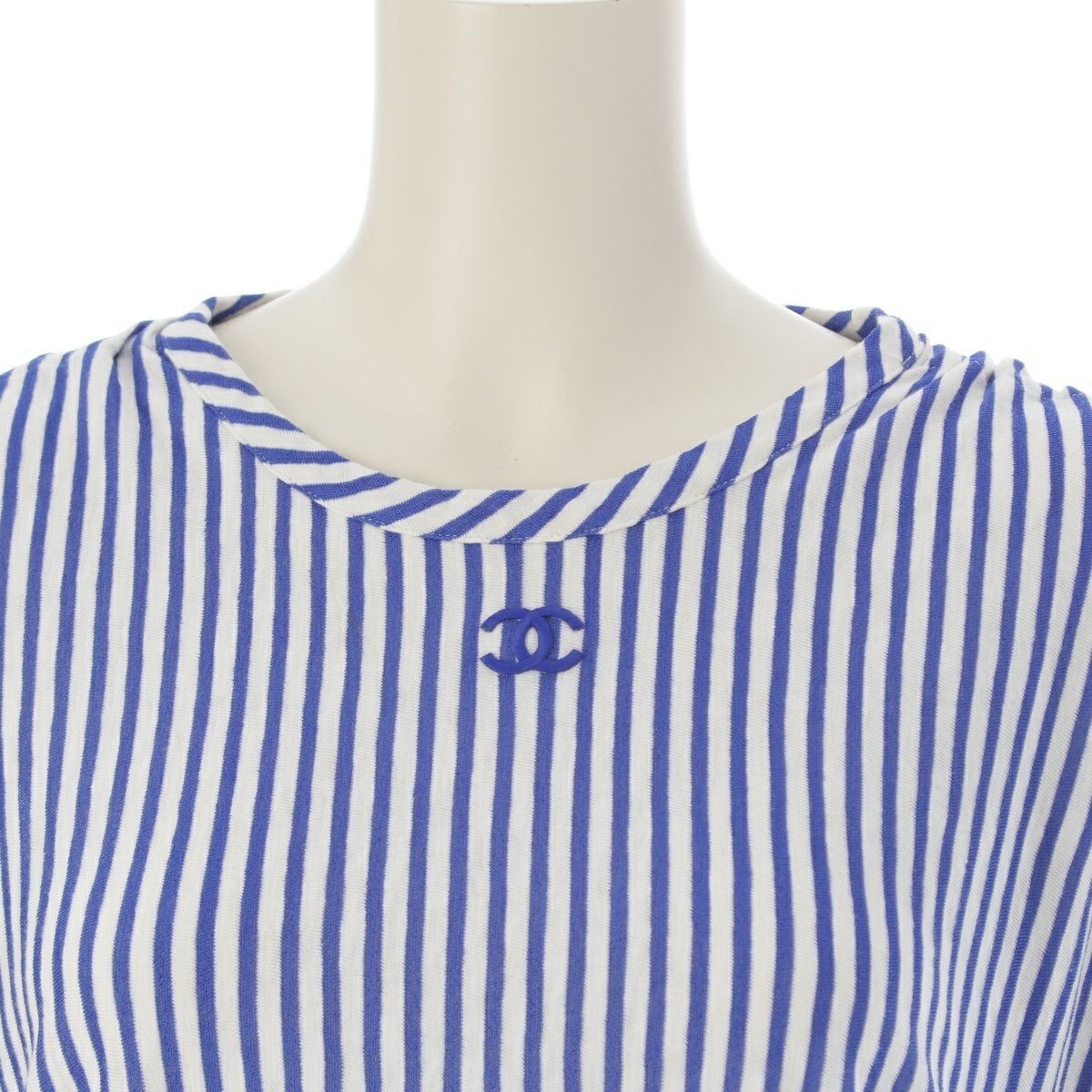 CHANEL Runway Resort La Pausa Striped Dress Blue White 2019 Cruise 36