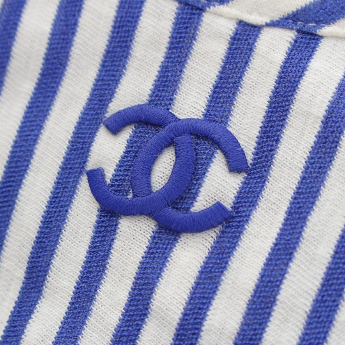 CHANEL Runway Resort La Pausa Striped Dress Blue White 2019 Cruise 36