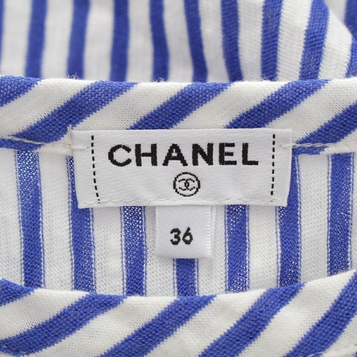 CHANEL Runway Resort La Pausa Striped Dress Blue White 2019 Cruise 36