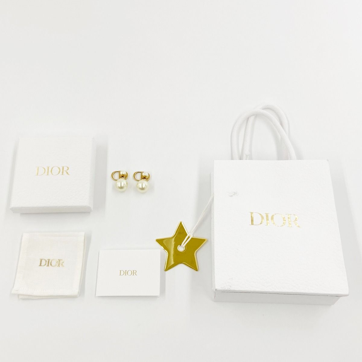 Christian Dior Tribal Earrings Pearl Gold