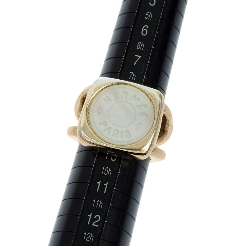 Hermes Coroso Serie Gold Plated And White Shell #9 Ladies 10.7g Ring