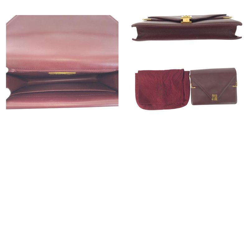 Cartier Must Line Wine Red Bordeaux Gold Hardware Leather Shoulder Bag Pochette