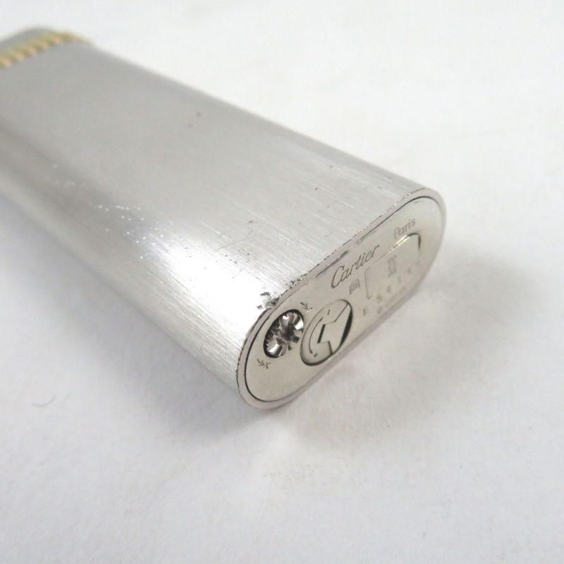 Cartier New Shape Oval Roller Lighter Silver Gold Ignition