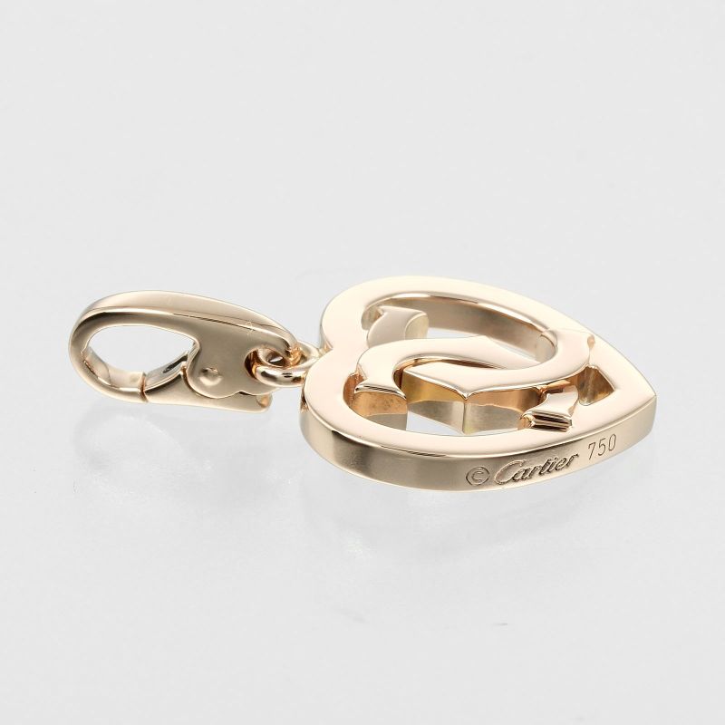 Cartier 2C Heart 18K Pink Gold Ladies 5.1g Pendant Top