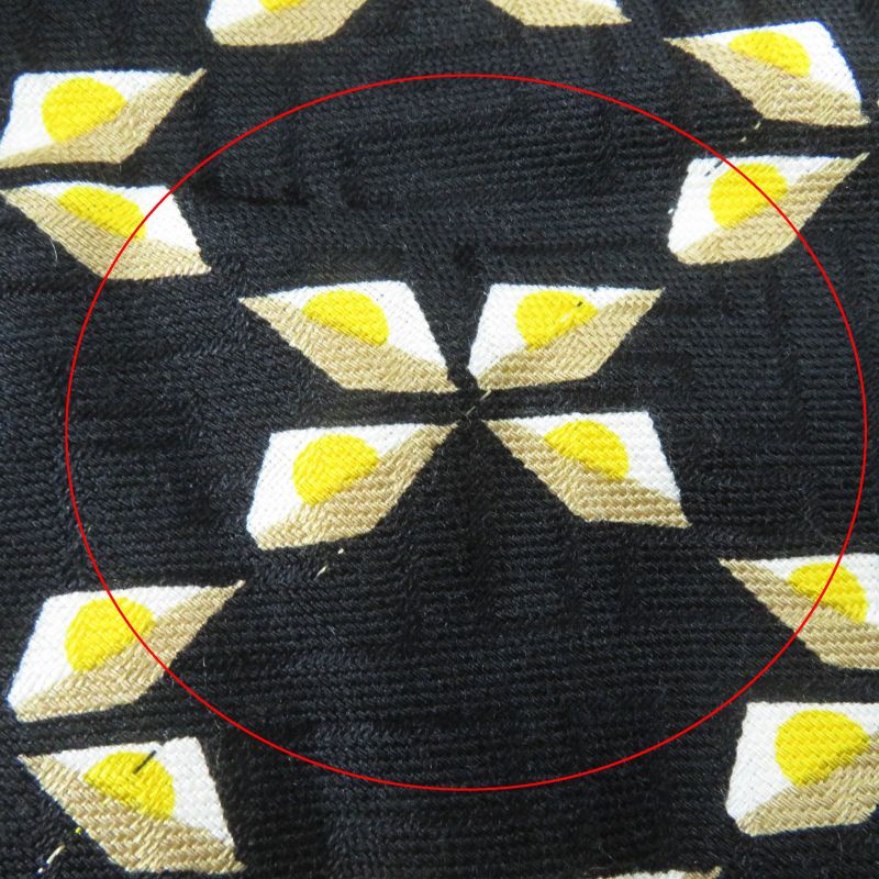 Fendi Fxt069 Silk Blend Raccoon Fur Zucca Pattern Scarf Black Yellow Beige