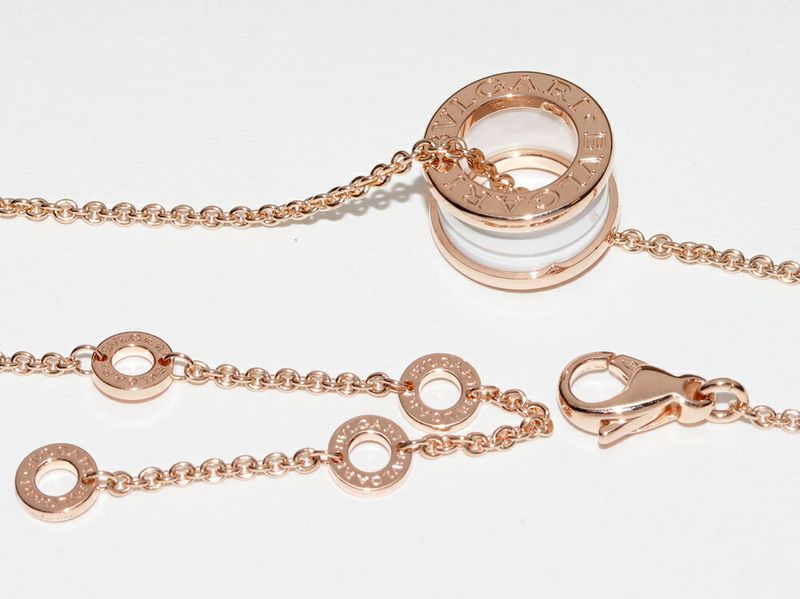 Bulgari Pendant Necklace 18K Pink Gold White Ceramic Bzero1 Pendant Necklace