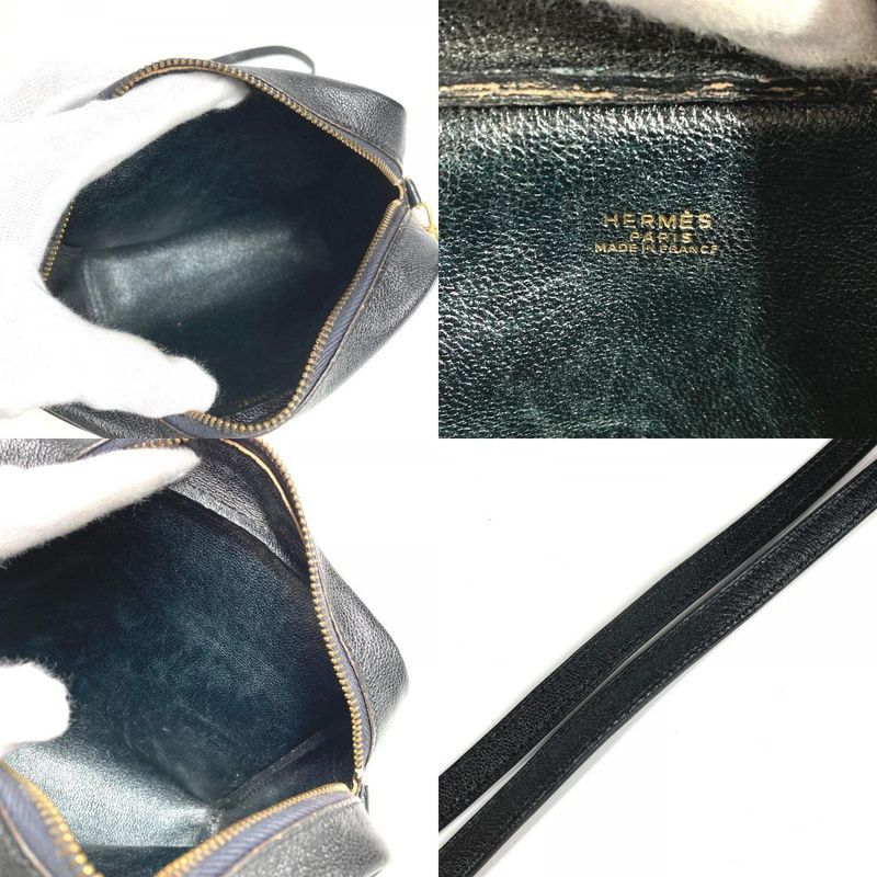 Hermes Shoulder Bag Jockey Horse Cheval Leather Black