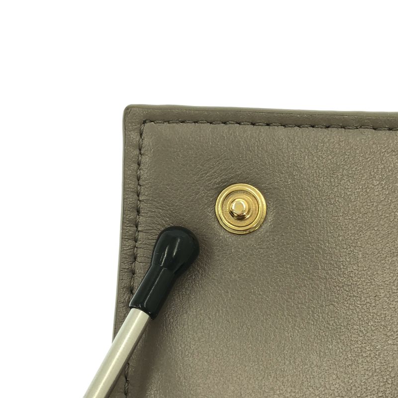 Celine - Leather Logo Small Trifold Compact Wallet Purse - Gray - Women's