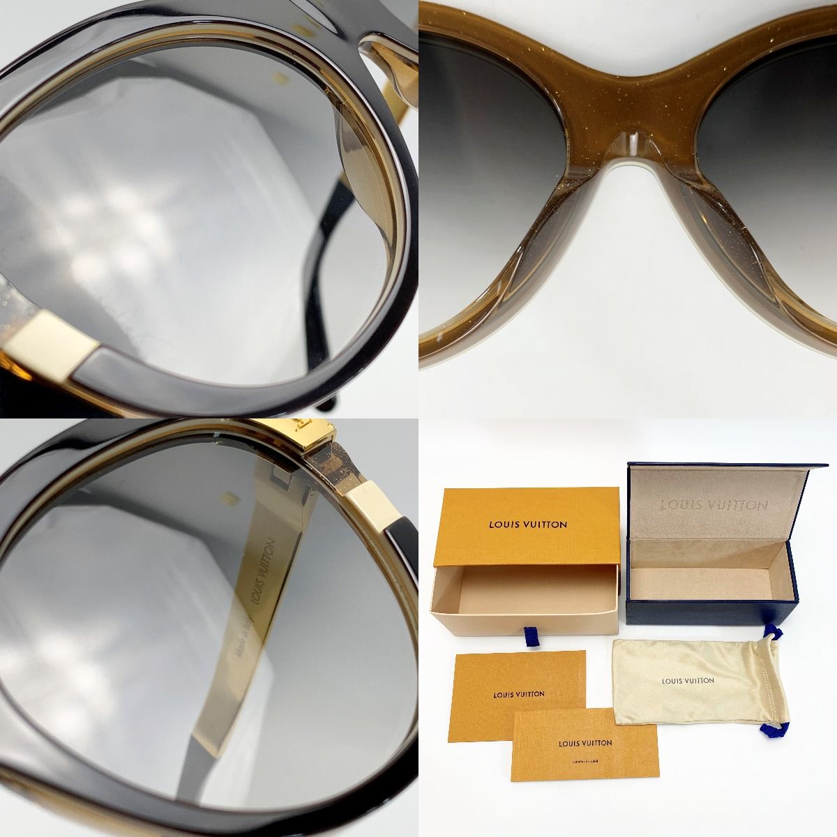 Louis Vuitton Sunglass Es Monogram Metal Frame Z1857e Noir X Gold Box with Bag