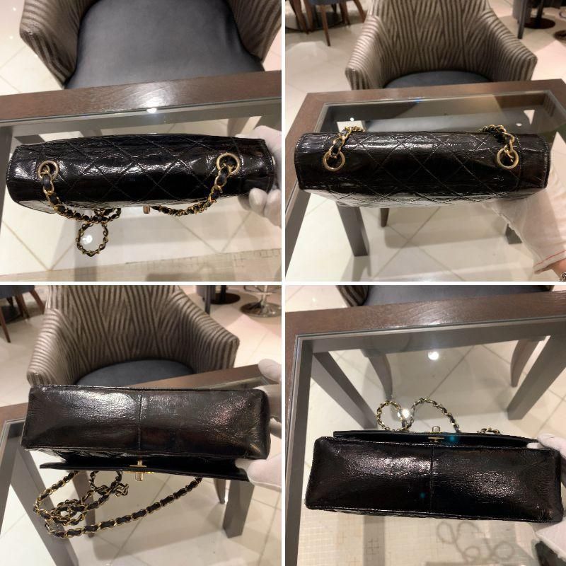 Chanel Diana Matelasse Enamel Shoulder Bag Black