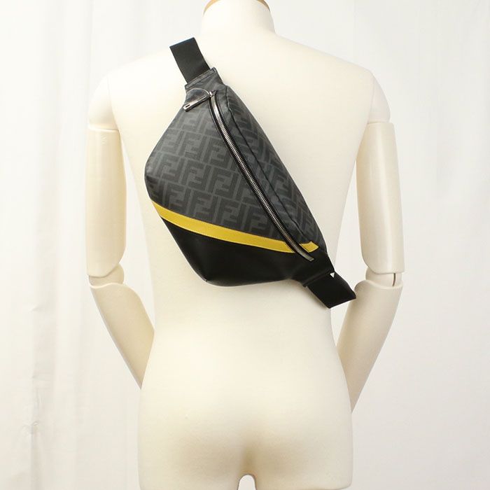 Fendi Belt Bag Diagonal 7va434 A9XS Body Bag PVC Leather Men