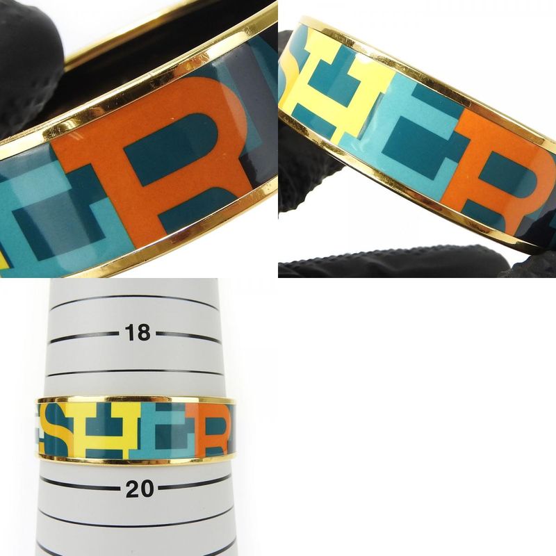 Hermes Bracelet Emile Enamel Metal Greenish Multicolor Gold Hardware O Engraved