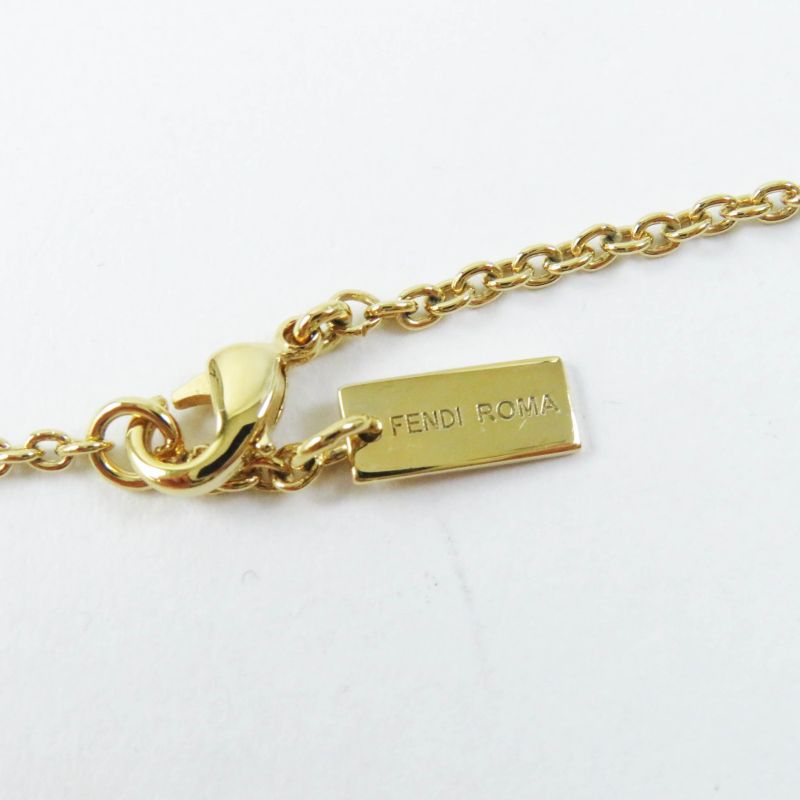Fendi 8ak081 Logo Ribbon Necklace/pendant Gold With Box Ladies