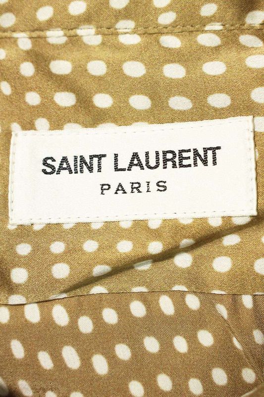 Saint Laurent Paris 395733 Y2c28 Dotted All Over Silk Long Sleeve Shirt Men's 40