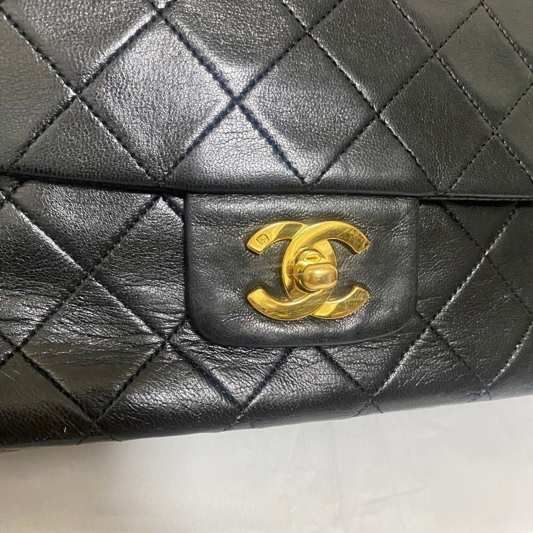 CHANEL Classic Vintage Timeless Lambskin Single Flap Bag Chain Black