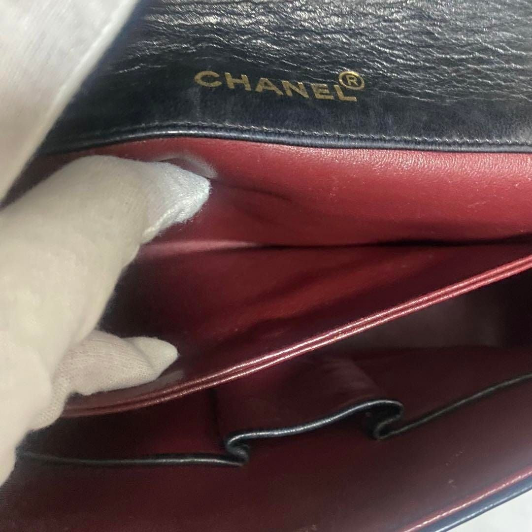 CHANEL Classic Vintage Timeless Lambskin Single Flap Bag Chain Black