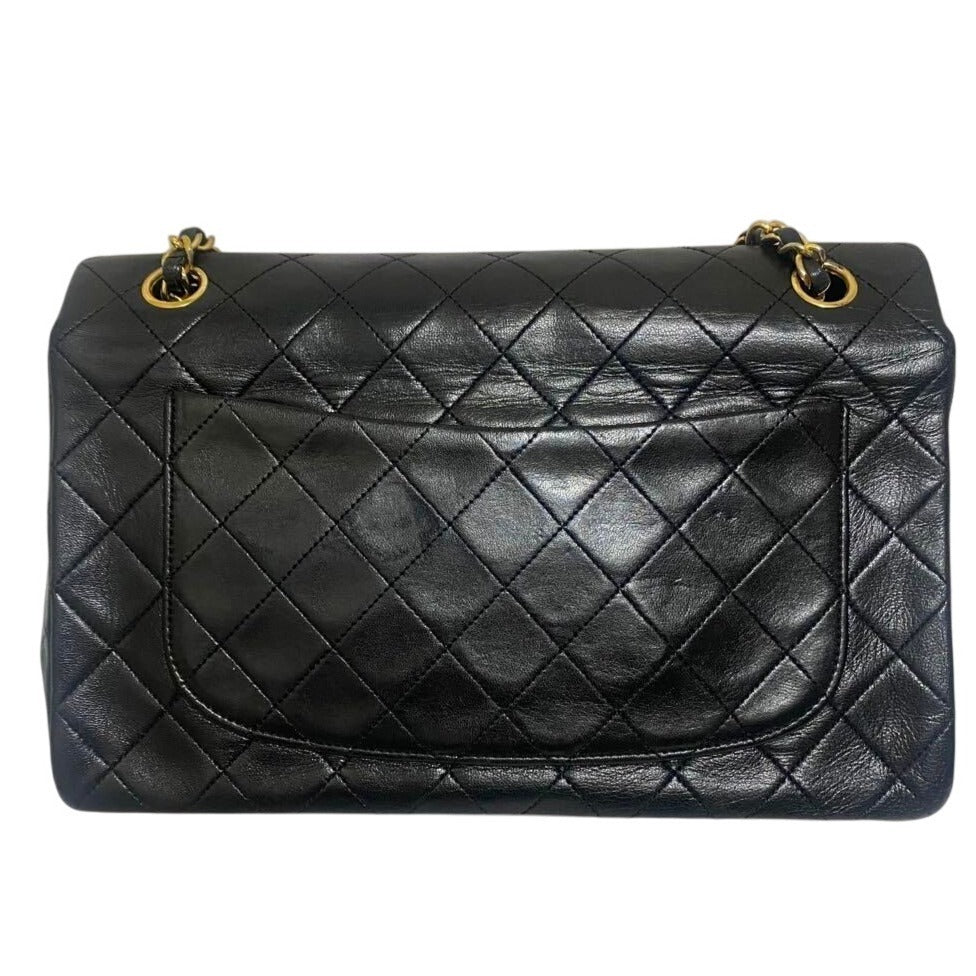 CHANEL Classic Vintage Timeless Lambskin Single Flap Bag Chain Black