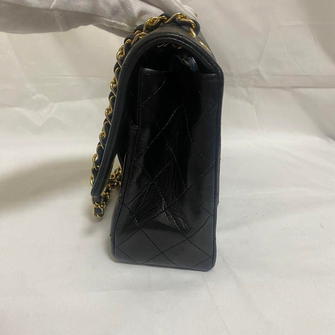 CHANEL Classic Vintage Timeless Lambskin Single Flap Bag Chain Black