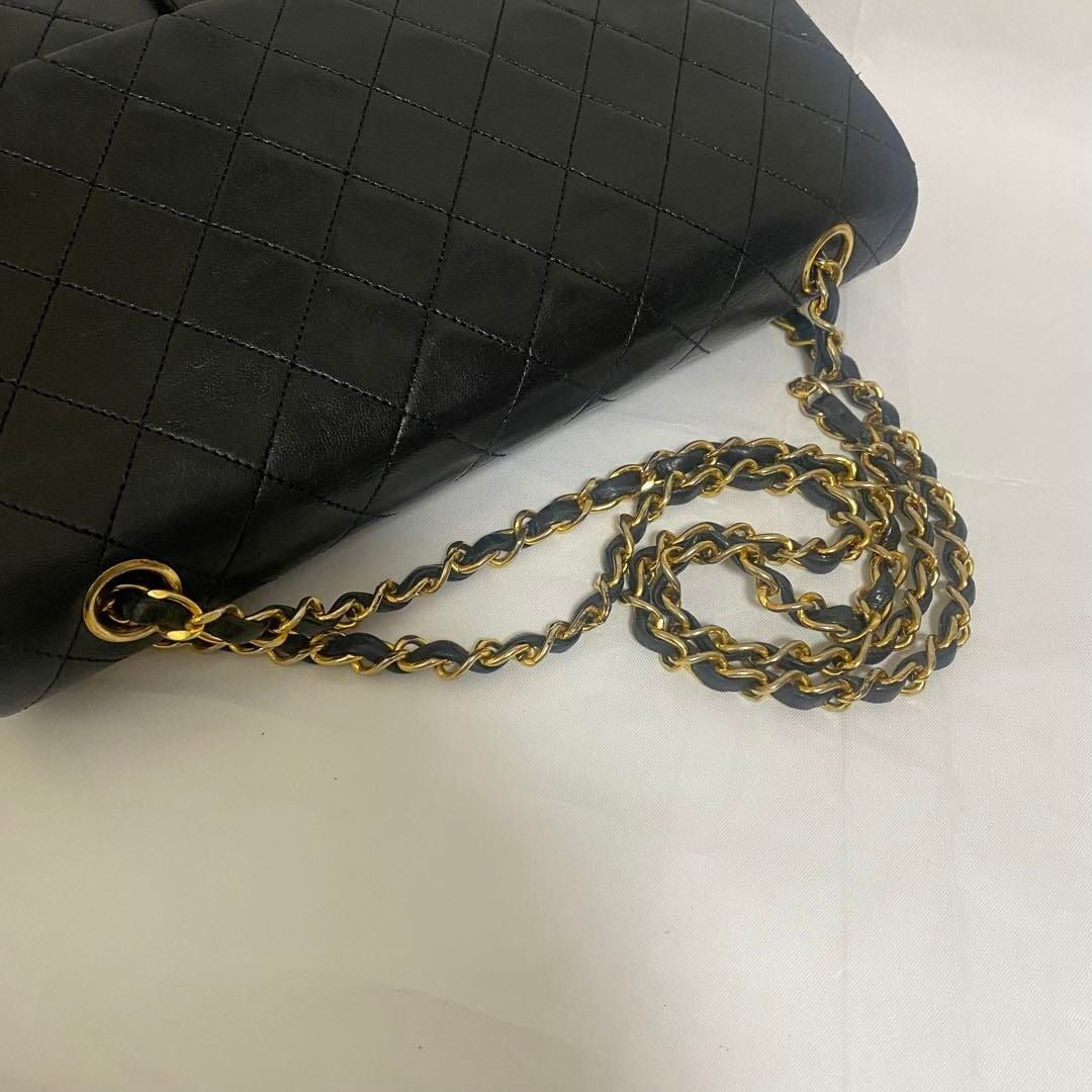 CHANEL Classic Vintage Timeless Lambskin Single Flap Bag Chain Black