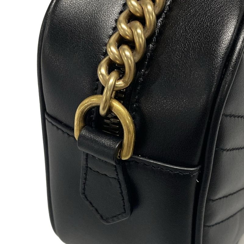Gucci Shoulder Bag GG Marmont 447632 Black Quilted Leather