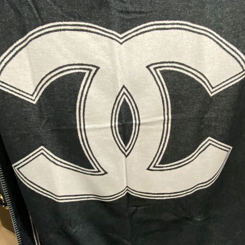Chanel Blanket Coco Mark Monotone Wool Cashmere Large Size