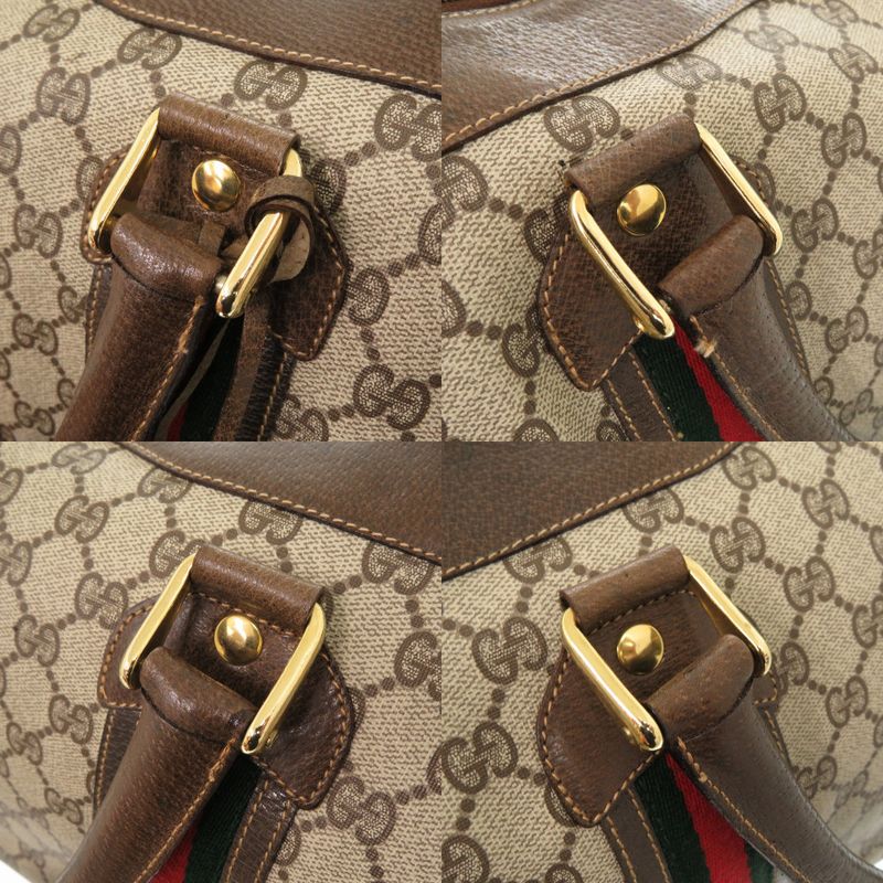 Gucci Old Gucci GG Plus Sherry Line 001 25 424 GG Supreme Brown Boston Bag 1092
