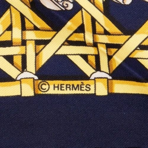 HERMES Silk Scarf Carre 90 FEUX DE ROUTE Carriage Lantern Red Gold