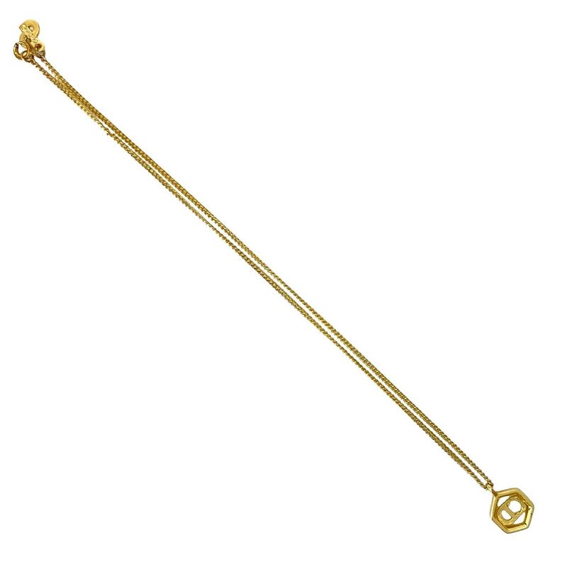 Christian Dior Vintage CD Logo Chain Necklace Pendant Accessory Gold 93913