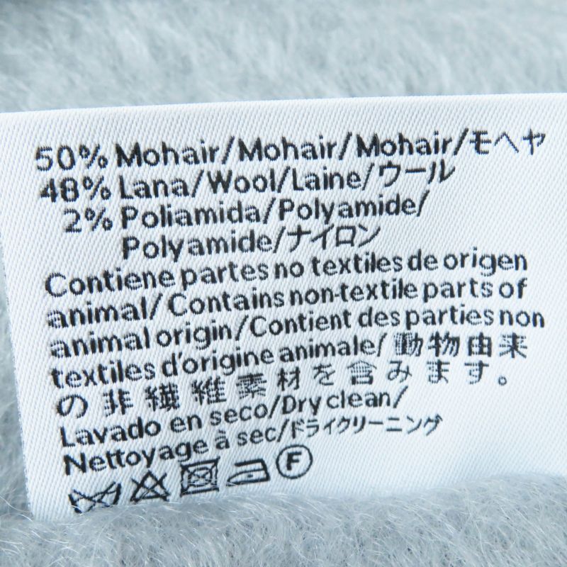 LOEWE Mohair Wool Anagram Leather Patch Fringed Scarf Gray Made In Spain
