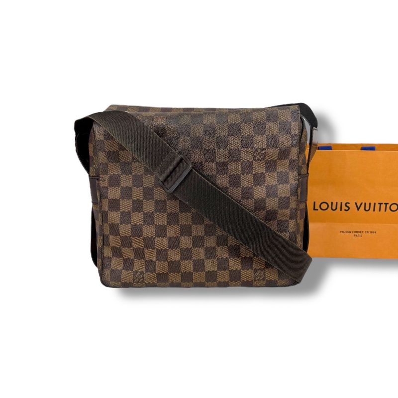 Louis Vuitton Damier Leather Ebene Naviglio Shoulder Bag Brown Crossbody Bag
