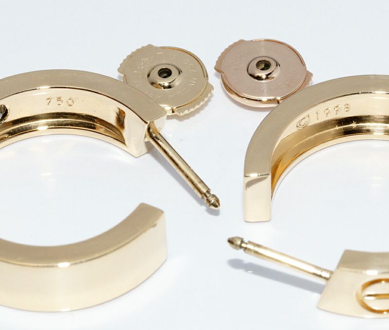 Cartier Earrings 18K Yellow Gold Diamond 2P (015ct) Love Earrings Hoop Earrings
