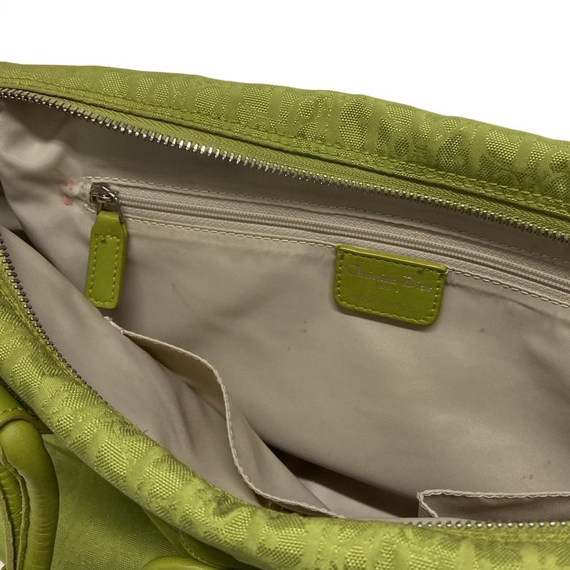 Dior/christian Dior Handbag Trotter Light Green Ribbon Leather