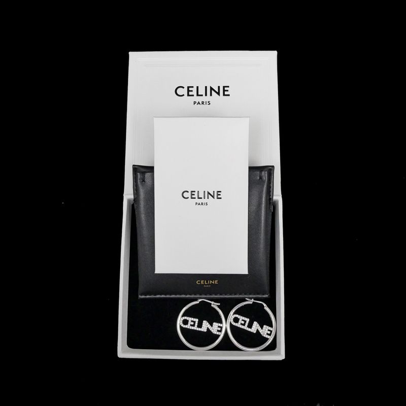 Celine Earrings Hoop Earrings Crystal Silver Color Pair Accessories-