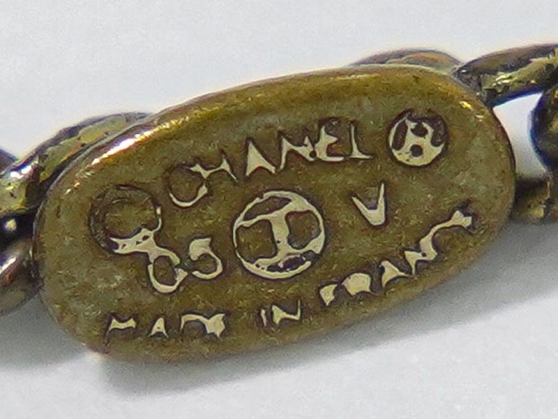 Authentic Chanel Coco Mark Necklace Pendant GP Gold Plated Black Accessories