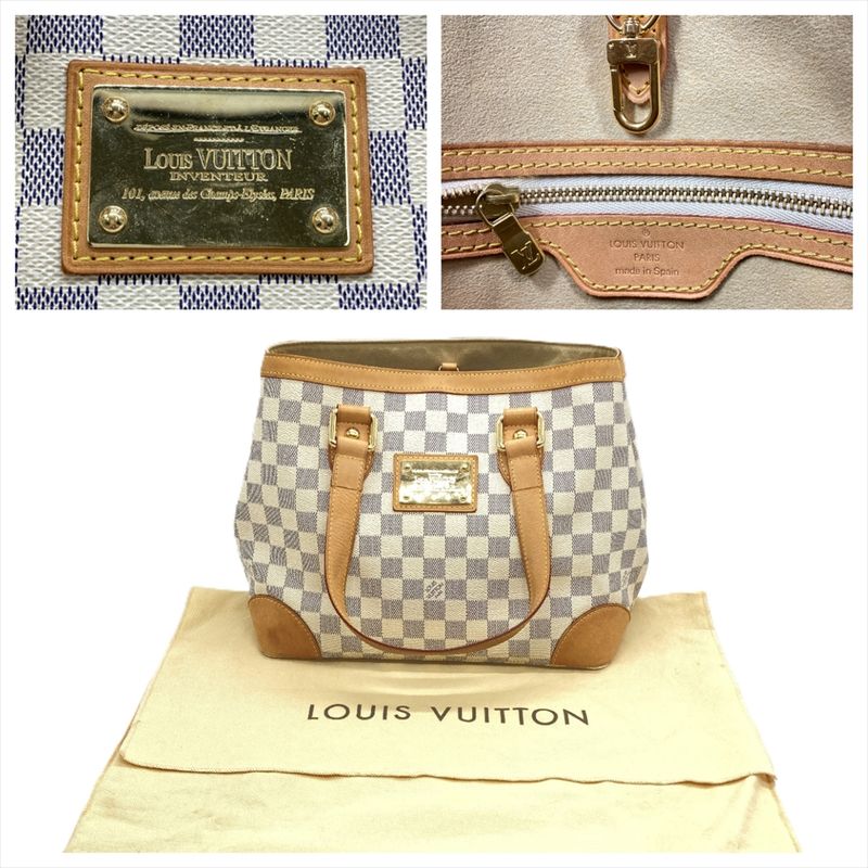 Louis Vuitton Hampstead PM Handbag Damier Azure N51207 White Gold Hardware