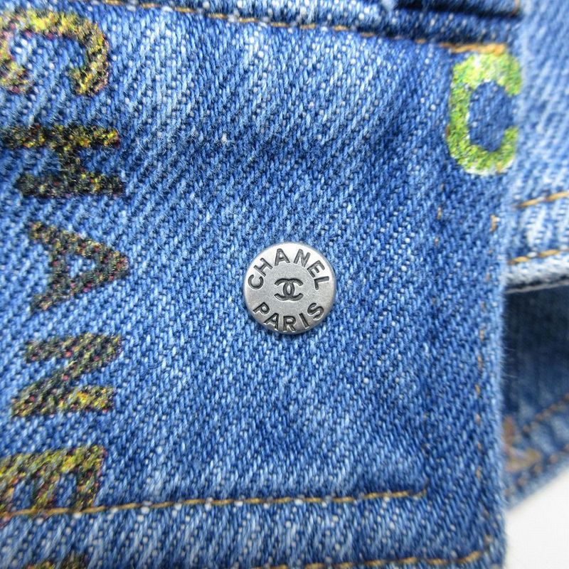 Chanel Coco Chanel 22p Logo Print Coco Mark Denim Jacket G Jean Outerwear