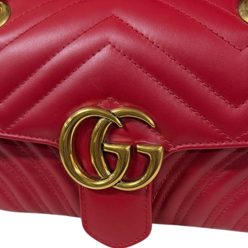 Gucci GG Marmont Shoulder Bag Leather 446744 Red Ladies Gucci Gucci