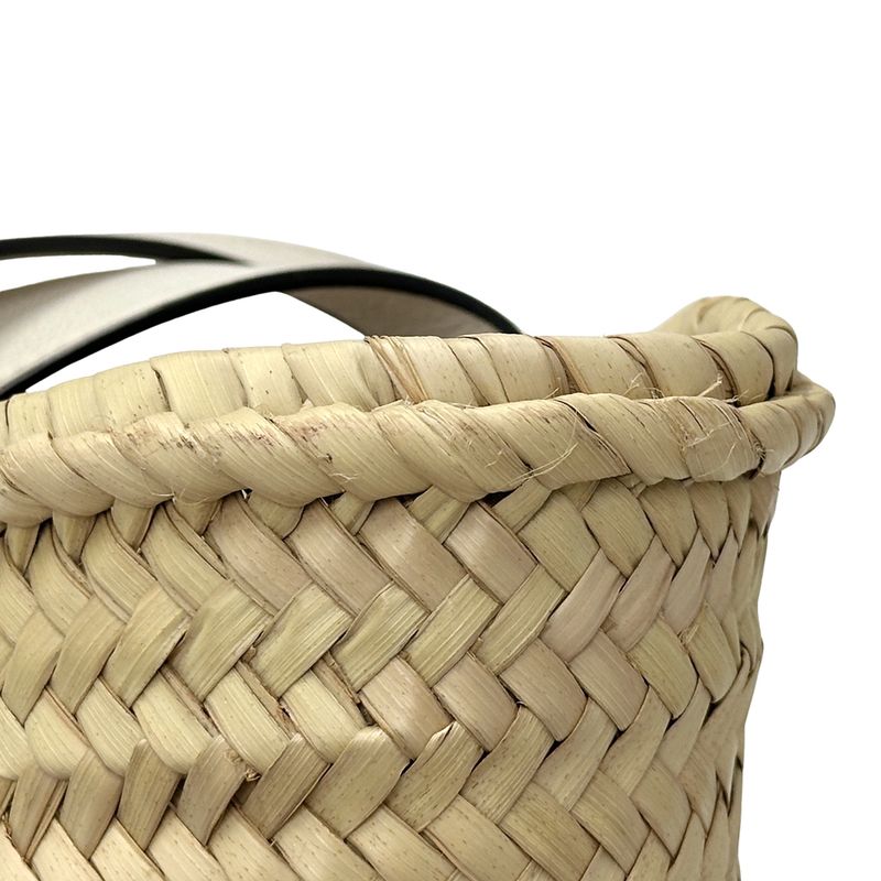 Loewe Bag Women's Brand Anagram Tote Leather Palm Leaf Basket Bag Small White
