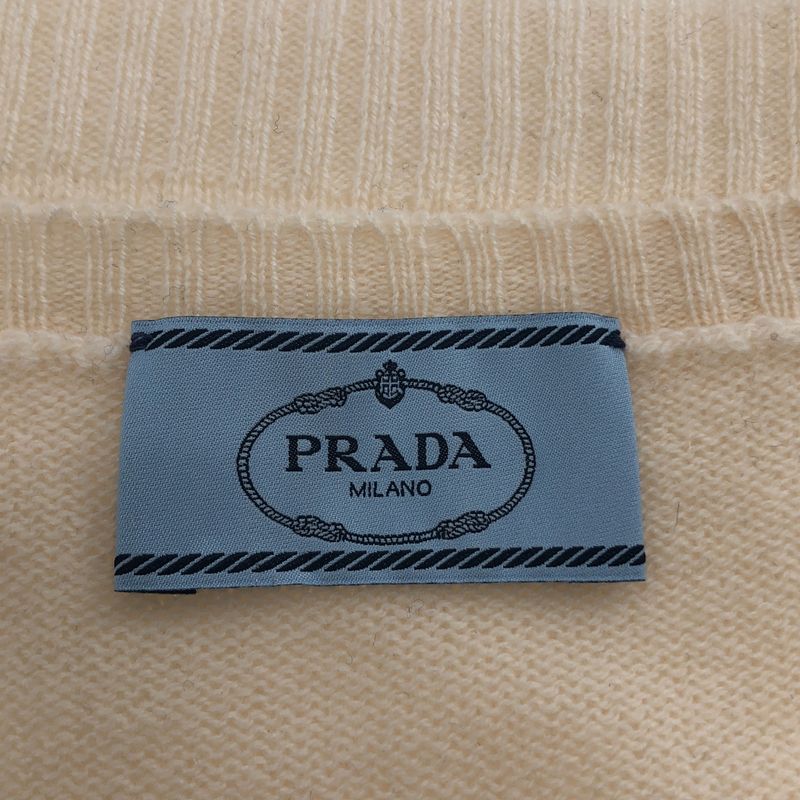 Prada - Side Slit Pullover Knit - Ivory - Women's