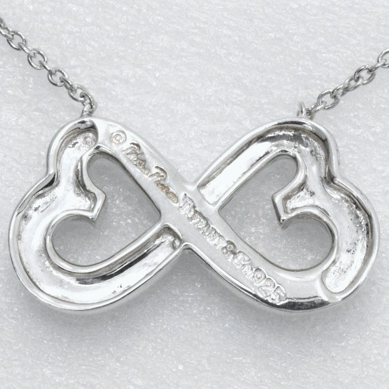 Tiffany & Co Double Rubbing Heart Paloma Picasso 925 Silver Ladies 4.5g Necklace