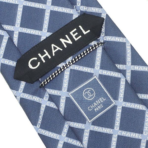 Chanel Necktie Chanel Logo 9cm (3.54in) Silk Navy Plaid
