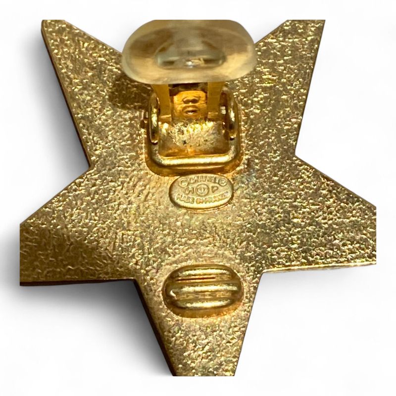 Chanel ⑤ Coco Mark Star Earrings Ladies Black FREE